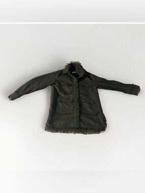Apparis Callie Black Fringe Boucle Oversized Shacket Jacket XS